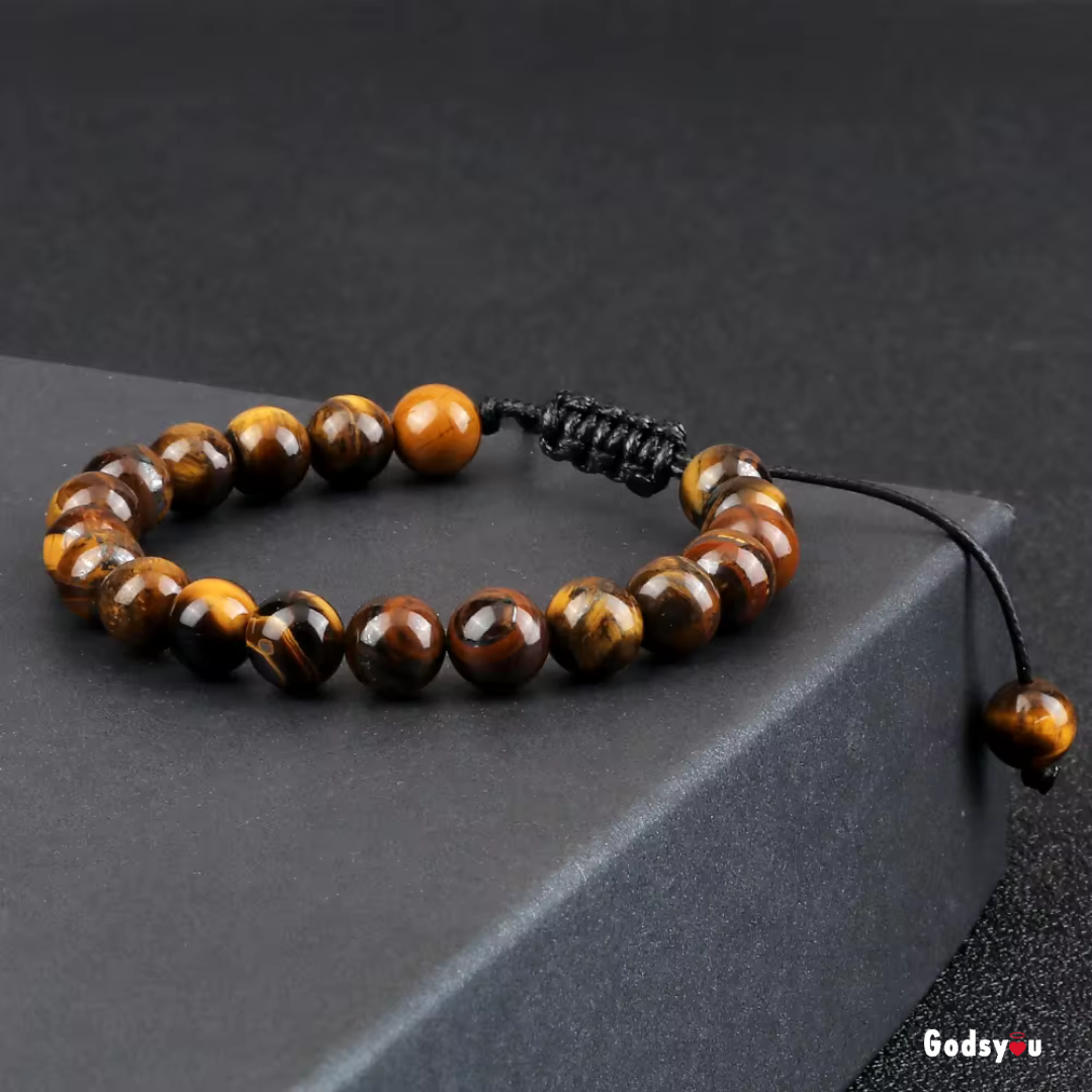 8mm Tiger Eye Stone Beads Bracelet Adjustable Braided Rope Bangles Natural Lava Rock Men Women Yoga Healing Balance Bracelets 5